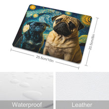 Load image into Gallery viewer, Galaxy Guardians Fawn and Black Pug Leather Mouse Pad-Accessories-Dog Dad Gifts, Dog Mom Gifts, Home Decor, Mouse Pad, Pug - Black-ONE SIZE-White-1