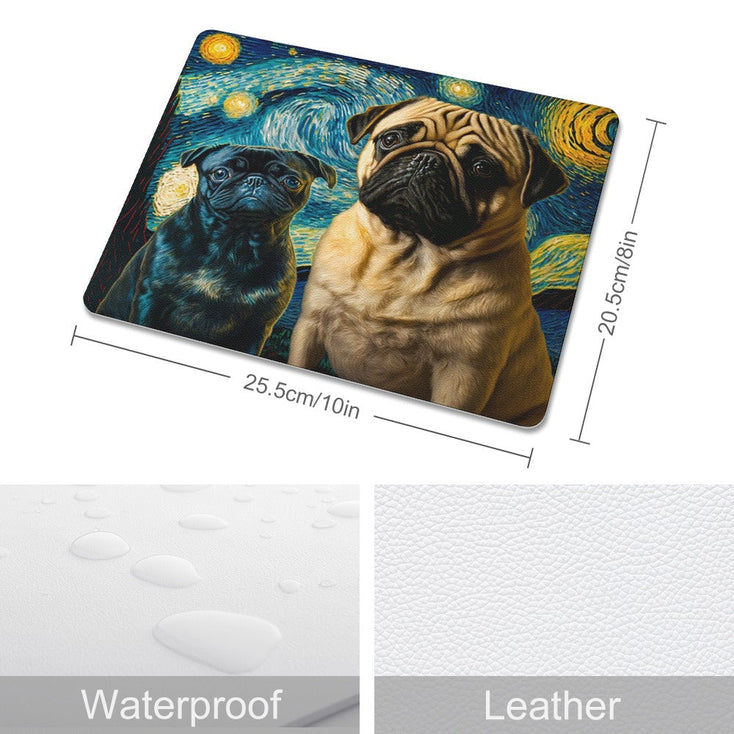 Galaxy Guardians Fawn and Black Pug Leather Mouse Pad-Accessories-Dog Dad Gifts, Dog Mom Gifts, Home Decor, Mouse Pad, Pug - Black-ONE SIZE-White-1