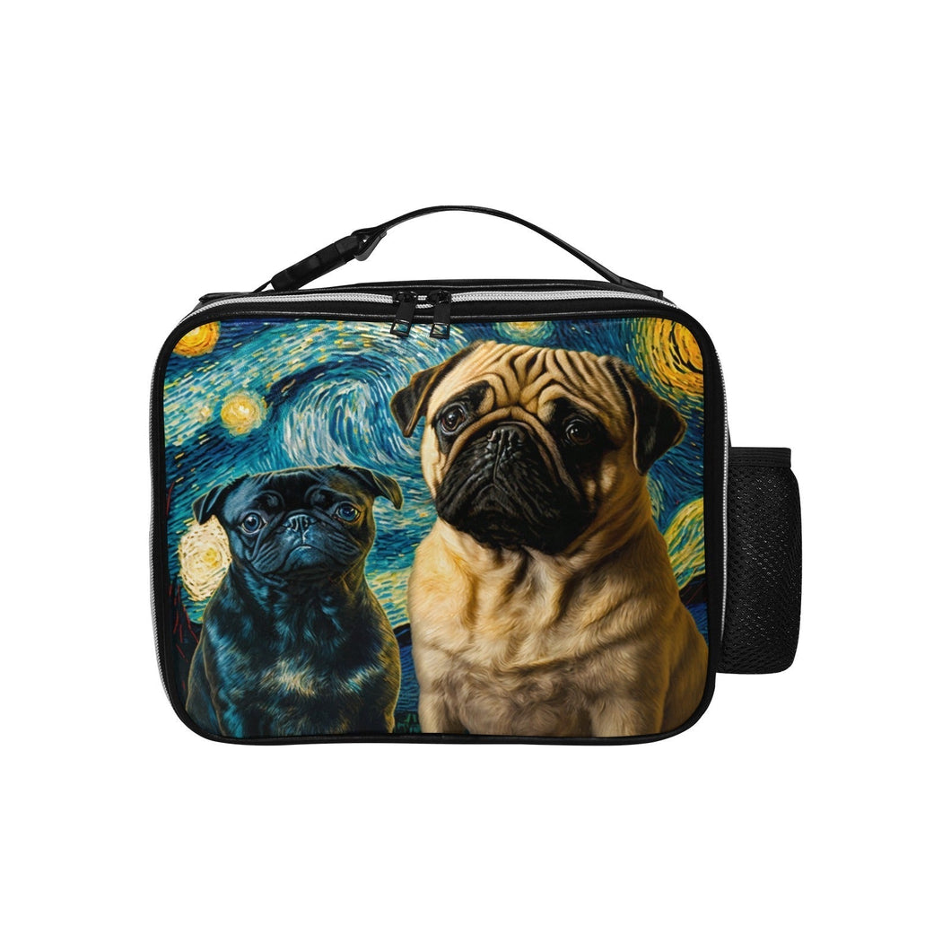 Galaxy Guardians Fawn and Black Pug Lunch Bag-Accessories-Bags, Dog Dad Gifts, Dog Mom Gifts, Lunch Bags, Pug - Black-Black-ONE SIZE-1