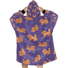 Load image into Gallery viewer, image of a lavender doodle blanket hoodie for women - back view
