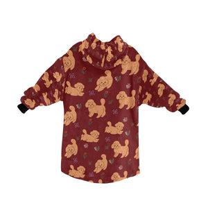 image of a maroon doodle blanket hoodie for women