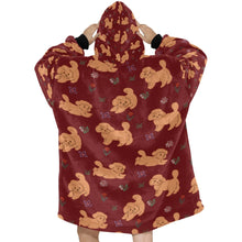 Load image into Gallery viewer, image of a maroon doodle blanket hoodie for women - back view