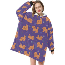 Load image into Gallery viewer, image of a woman wearing a doodle blanket hoodie - lavender 