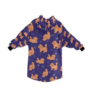 image of a purple doodle blanket hoodie for women - back view