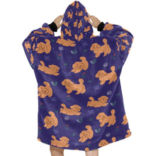 Load image into Gallery viewer, image of a purple doodle blanket hoodie for women - back view