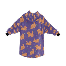 Load image into Gallery viewer, image of a lavender doodle blanket hoodie for women - back view