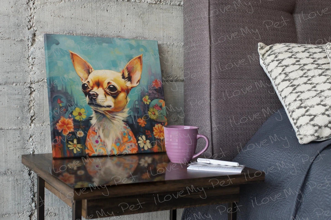 Garden Gaze Fawn / White Chihuahua Framed Wall Art Poster-Art-Chihuahua, Dog Art, Home Decor, Poster-1
