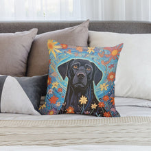 Load image into Gallery viewer, Garden of Stars Black Lab Plush Pillow Case-Cushion Cover-Black Labrador, Dog Dad Gifts, Dog Mom Gifts, Home Decor, Pillows-2