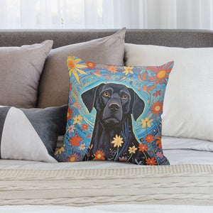 Garden of Stars Black Lab Plush Pillow Case-Cushion Cover-Black Labrador, Dog Dad Gifts, Dog Mom Gifts, Home Decor, Pillows-2