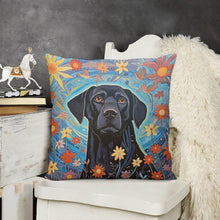 Load image into Gallery viewer, Garden of Stars Black Lab Plush Pillow Case-Cushion Cover-Black Labrador, Dog Dad Gifts, Dog Mom Gifts, Home Decor, Pillows-3