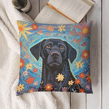 Load image into Gallery viewer, Garden of Stars Black Lab Plush Pillow Case-Cushion Cover-Black Labrador, Dog Dad Gifts, Dog Mom Gifts, Home Decor, Pillows-4