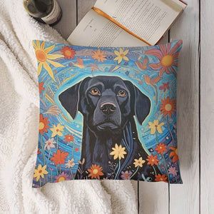 Garden of Stars Black Lab Plush Pillow Case-Cushion Cover-Black Labrador, Dog Dad Gifts, Dog Mom Gifts, Home Decor, Pillows-4