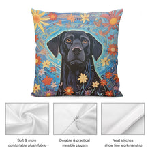 Load image into Gallery viewer, Garden of Stars Black Lab Plush Pillow Case-Cushion Cover-Black Labrador, Dog Dad Gifts, Dog Mom Gifts, Home Decor, Pillows-5