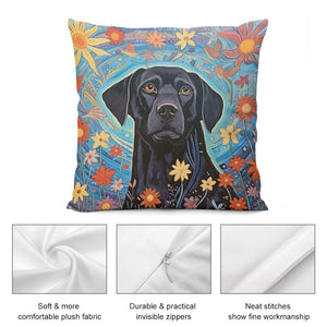 Garden of Stars Black Lab Plush Pillow Case-Cushion Cover-Black Labrador, Dog Dad Gifts, Dog Mom Gifts, Home Decor, Pillows-5
