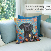 Load image into Gallery viewer, Garden of Stars Black Lab Plush Pillow Case-Cushion Cover-Black Labrador, Dog Dad Gifts, Dog Mom Gifts, Home Decor, Pillows-7