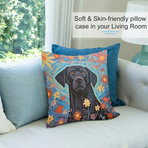 Garden of Stars Black Lab Plush Pillow Case-Cushion Cover-Black Labrador, Dog Dad Gifts, Dog Mom Gifts, Home Decor, Pillows-7