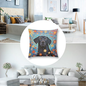Garden of Stars Black Lab Plush Pillow Case-Cushion Cover-Black Labrador, Dog Dad Gifts, Dog Mom Gifts, Home Decor, Pillows-8