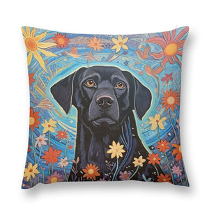 Garden of Stars Black Lab Plush Pillow Case-Cushion Cover-Black Labrador, Dog Dad Gifts, Dog Mom Gifts, Home Decor, Pillows-12 "×12 "-1