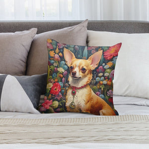 Garden Splendor Chihuahua Plush Pillow Case-Cushion Cover-Chihuahua, Dog Dad Gifts, Dog Mom Gifts, Home Decor, Pillows-2