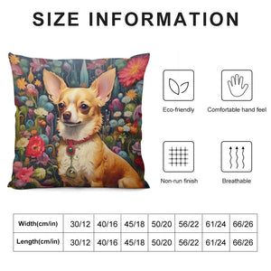 Garden Splendor Chihuahua Plush Pillow Case-Cushion Cover-Chihuahua, Dog Dad Gifts, Dog Mom Gifts, Home Decor, Pillows-6