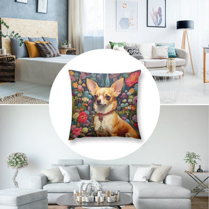Garden Splendor Chihuahua Plush Pillow Case-Cushion Cover-Chihuahua, Dog Dad Gifts, Dog Mom Gifts, Home Decor, Pillows-8
