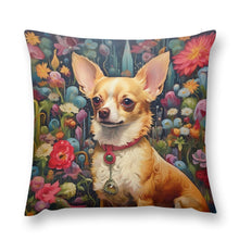 Load image into Gallery viewer, Garden Splendor Chihuahua Plush Pillow Case-Cushion Cover-Chihuahua, Dog Dad Gifts, Dog Mom Gifts, Home Decor, Pillows-12 &quot;×12 &quot;-1