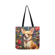 Load image into Gallery viewer, Garden Splendor Chihuahua Shopping Tote Bag-Accessories-Accessories, Bags, Chihuahua, Dog Dad Gifts, Dog Mom Gifts-White-ONESIZE-2