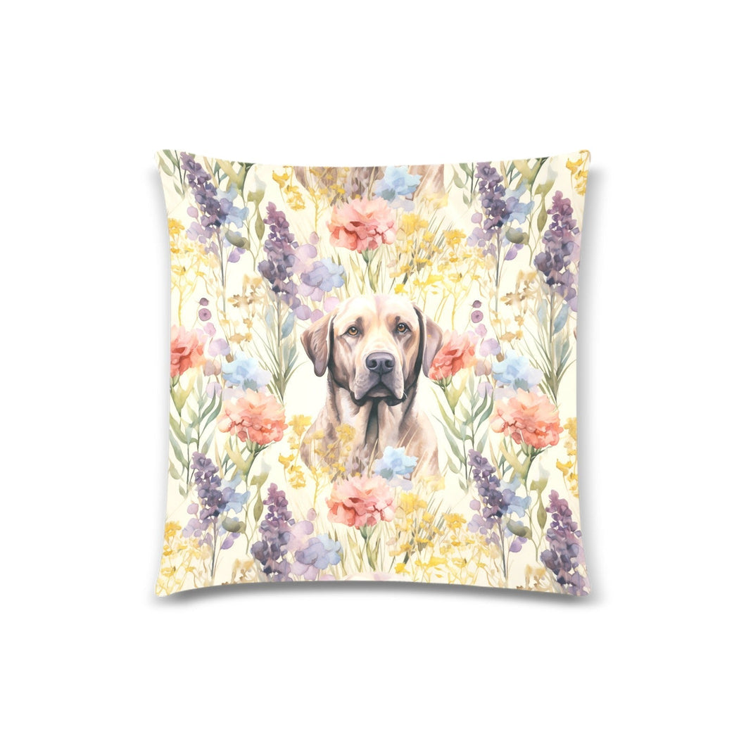 Gentle Giant Chocolate Labrador in Bloom Throw Pillow Covers-White-ONESIZE-1