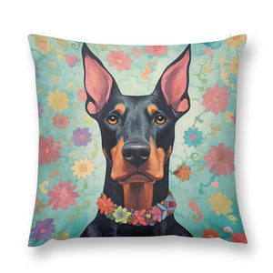 Gentle Guardian Doberman Plush Pillow Case-Cushion Cover-Doberman, Dog Dad Gifts, Dog Mom Gifts, Home Decor, Pillows-12 "×12 "-1
