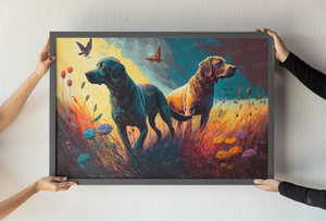 Gentle Guardians Labradors Wall Art Poster-Art-Black Labrador, Chocolate Labrador, Dog Art, Home Decor, Labrador, Poster-2