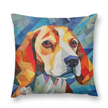 Load image into Gallery viewer, Geometric Gaze Beagle Plush Pillow Case-Cushion Cover-Beagle, Dog Dad Gifts, Dog Mom Gifts, Home Decor, Pillows-12 &quot;×12 &quot;-1
