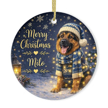 Load image into Gallery viewer, German Shepherd Christmas Ornament - Cozy Winter Pet Portrait Design - Personalize with Photo and Name-Christmas Ornament-Christmas,Christmas Ornament,Personalize Artwork-3