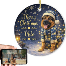 Load image into Gallery viewer, German Shepherd Christmas Ornament - Cozy Winter Pet Portrait Design - Personalize with Photo and Name-Christmas Ornament-Christmas,Christmas Ornament,Personalize Artwork-1
