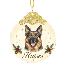 Load image into Gallery viewer, German Shepherd Christmas Ornament - Gold Crown Dog Portrait - Personalized with Photo and Name-Christmas Ornament-Christmas,Christmas Ornament,Personalize Artwork-3