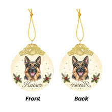 Load image into Gallery viewer, German Shepherd Christmas Ornament - Gold Crown Dog Portrait - Personalized with Photo and Name-Christmas Ornament-Christmas,Christmas Ornament,Personalize Artwork-5