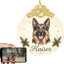 Load image into Gallery viewer, German Shepherd Christmas Ornament - Gold Crown Dog Portrait - Personalized with Photo and Name-Christmas Ornament-Christmas,Christmas Ornament,Personalize Artwork-1