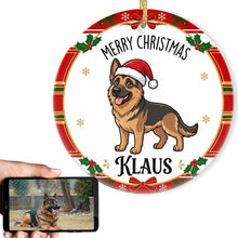 Load image into Gallery viewer, German Shepherd Christmas Ornament - Personalized Whimsical Holiday Cartoon Art Design - with Name-Christmas Ornament-Christmas,German Shepherd,Personalize Artwork-1