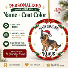 Load image into Gallery viewer, German Shepherd Christmas Ornament - Personalized Whimsical Holiday Cartoon Art Design - with Name-Christmas Ornament-Christmas,German Shepherd,Personalize Artwork-2