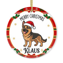 Load image into Gallery viewer, German Shepherd Christmas Ornament - Personalized Whimsical Holiday Cartoon Art Design - with Name-Christmas Ornament-Christmas,German Shepherd,Personalize Artwork-3