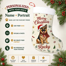 Load image into Gallery viewer, German Shepherd Christmas Stocking - Cozy Festive Wishes - Personalize with Photo and Name-Christmas Ornament-Christmas,Christmas Stocking,Personalize Artwork-2