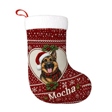 Load image into Gallery viewer, German Shepherd Christmas Stocking – Heart Knit Portrait – Personalize with Photo and Name-Christmas Ornament-Christmas,Christmas Stocking,German Shepherd,Personalize Artwork-3