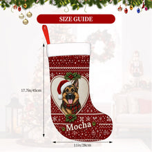 Load image into Gallery viewer, German Shepherd Christmas Stocking – Heart Knit Portrait – Personalize with Photo and Name-Christmas Ornament-Christmas,Christmas Stocking,German Shepherd,Personalize Artwork-6