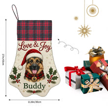 Load image into Gallery viewer, German Shepherd Christmas Stocking - Holly &amp; Tartan Portrait - Personalize with Photo and Name-Christmas Ornament-Christmas,Christmas Stocking,Personalize Artwork-4