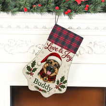 Load image into Gallery viewer, German Shepherd Christmas Stocking - Holly &amp; Tartan Portrait - Personalize with Photo and Name-Christmas Ornament-Christmas,Christmas Stocking,Personalize Artwork-6