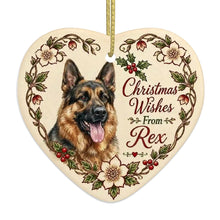 Load image into Gallery viewer, German Shepherd Dog Ornament - Christmas Wishes Design - Personalized with Name-Christmas Ornament-Christmas,German Shepherd,Personalize Artwork-4