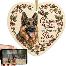 Load image into Gallery viewer, German Shepherd Dog Ornament - Christmas Wishes Design - Personalized with Name-Christmas Ornament-Christmas,German Shepherd,Personalize Artwork-1