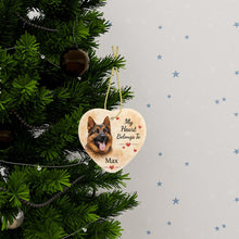 Load image into Gallery viewer, German Shepherd Dog Ornament - My Heart Belongs To Design - Personalized with Name-Christmas Ornament-Christmas,German Shepherd,Personalize Artwork-3
