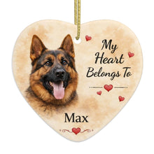 Load image into Gallery viewer, German Shepherd Dog Ornament - My Heart Belongs To Design - Personalized with Name-Christmas Ornament-Christmas,German Shepherd,Personalize Artwork-4
