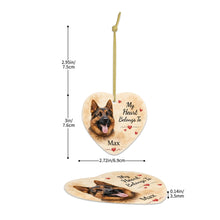 Load image into Gallery viewer, German Shepherd Dog Ornament - My Heart Belongs To Design - Personalized with Name-Christmas Ornament-Christmas,German Shepherd,Personalize Artwork-5