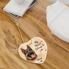 Load image into Gallery viewer, German Shepherd Dog Ornament - My Heart Belongs To Design - Personalized with Name-Christmas Ornament-Christmas,German Shepherd,Personalize Artwork-7